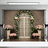 Aperturee - Aperturee Elegant Floral Arch Door Sweet Wedding Backdrop